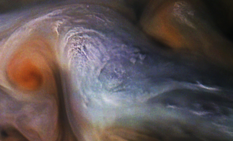 A close-up of the white cloud tops.